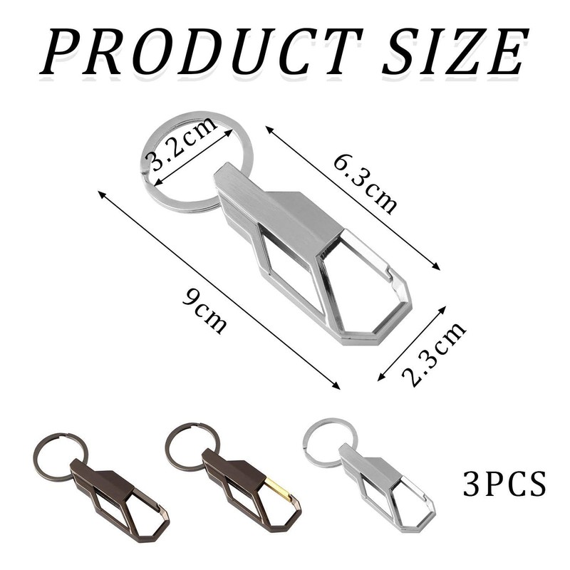 Pack of 3 Metal Keychains, Fashionable and Simple Keychains, Car