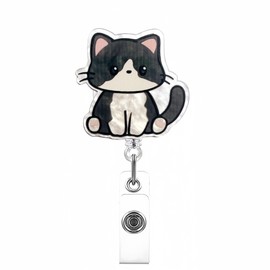 Cat Badge Clip Cute Badge Reels Retractable Funny Badge Reel with Alligator Clip ID Badge Holder Retractable Name Tag Accessories for Nurse Doctor Teacher Student Office Gifts