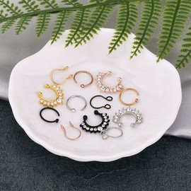 incaton Fake Nose Ring 12pcs Stainless Steel Fake Septum Rings Non-Pierced Clip On Fake Septum Piercing