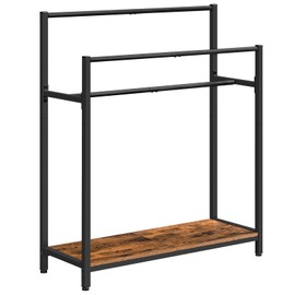 HOOBRO Extra Large Free Standing Towel Rack, 3 Tier Blanket Rack, Blanket Holder for Bathroom, 32.3" L x 11.4" W x 39.4" H, for Living Room, Bedroom, Rustic Brown and Black BF30LB01