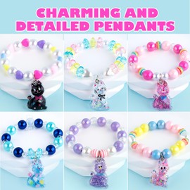 Niceup Cat Charm Bracelets Sparkling Kitten Party Favor Bracelets 6PCS Pinata Filler Kid's Play Bracelets Friendship Kitty Meow Pawty Theme Brithday Gift for Girls