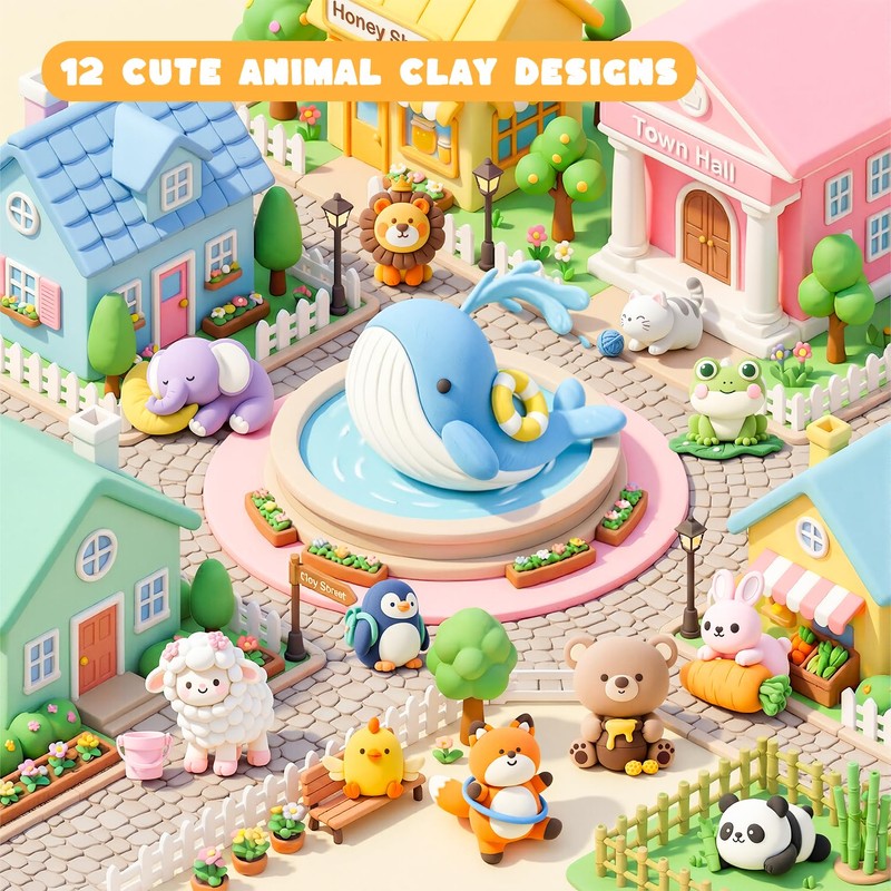 Shuttle Art Air Dry Clay for Kids - Zoo Town,