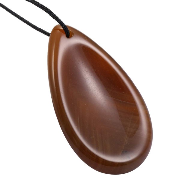 mookaitedecor Natural Agate Thumb Stone Pendant, Gemstone Massage Stone with Cavity, Worry Stone for Healing Reiki, Size Approx. 49 x 27 x 6 mm