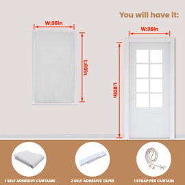 Jilron Adhesive Curtain,100% Blackout Shades,No Rod,Easy to Install,Provides Privacy Protection for Bedrooms (Grayish White - W35 × L60 in)