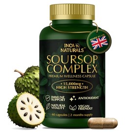 Soursop Graviola Capsules | Extra High Strength 15,000mg 30:1 Extract Per Serving & 40mg Vitamin C& 10mg zinc picolate | Potent Antioxidant, 2 Month Supply, Superfruit Supplement