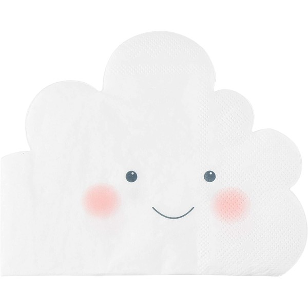 White Cloud Paper Napkins for Baby Shower (6.3 x 5.1 In, 50 Pack)