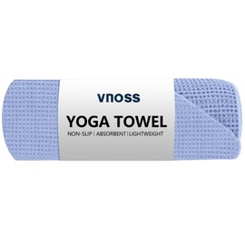 Vnoss Hot Yoga Towel - Microfiber Non Slip Yoga Mat Towel with Grip Dot Sweat Absorbent Towel for Hot Yoga, Pilates and Fitness 72" x 24", Blue