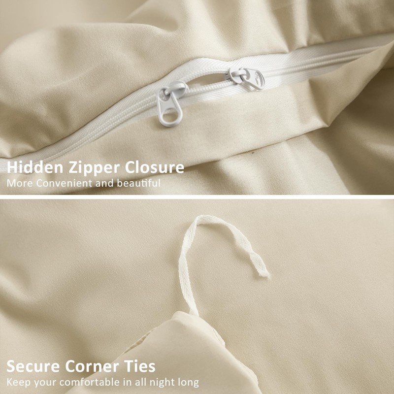 WONGS BEDDING Beige Duvet Cover Set King Bohemian Tassle Bedding