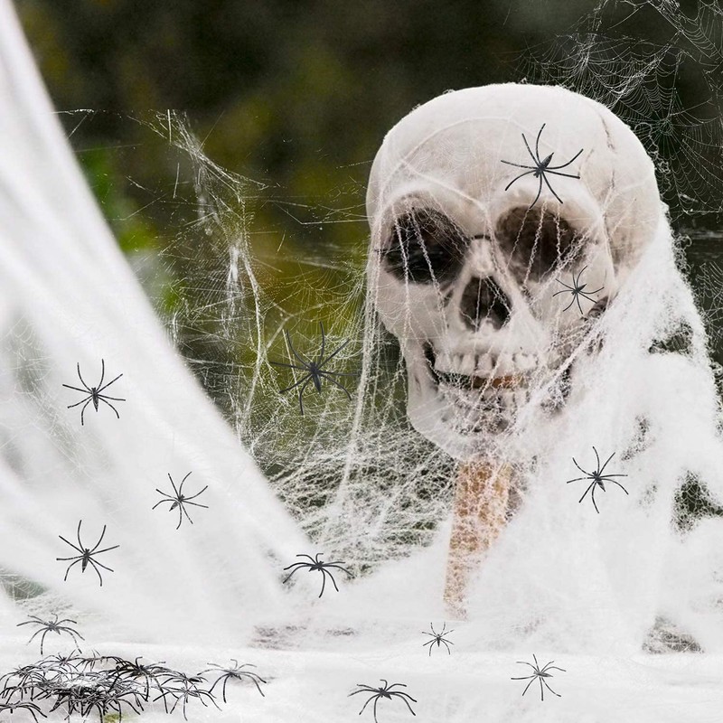 VEYLIN 60g Halloween Spider Web Decoration, with 30pcs Fake Spiders,