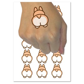 Corgi Butt Dog Doodle Temporary Tattoo Water Resistant Fake Body Art Set Collection - 54 1" Tattoos (1 Sheet)