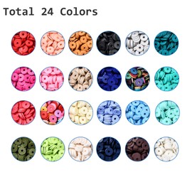 Ornaland 8mm Polymer Clay Heishi Beads 24 Colors Vinyl Disc Beads Flat Round Loose Spacer Beads for Bracelet Necklace Jewelry Making