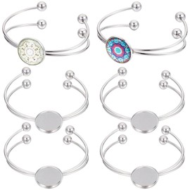 SUNNYCLUE 8Pcs Cabochon Bracelet Blanks Bracelet Cabochon Setting 304 Stainless Steel Blank Bangle Bracelets Cabochon Bezel Tray Blank Bangle Blank Cuff Bracelets for Jewelry Making Kits DIY Women
