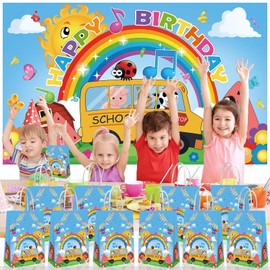 YOOUUQIAN 20PCS Cartoon Melon Birthday Party Supplies,Kid Party Decorations School Busgift bags,candy boxes,Boys and Girls Candy Bags for Birthday Party