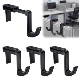 Otoolling 4 Pcs Black Adjustable Cubicle Hooks for 1.8-3.5 in Panels Walls