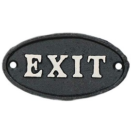 Exit Black Cast Iron Sign Plaque Door Wall House Gate Garden Work Office Shop