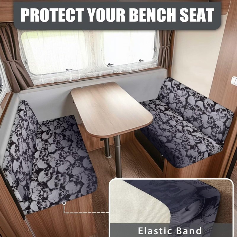 SEANATIVE White Skull RV Dinette Cushion Covers Couch Cover 2