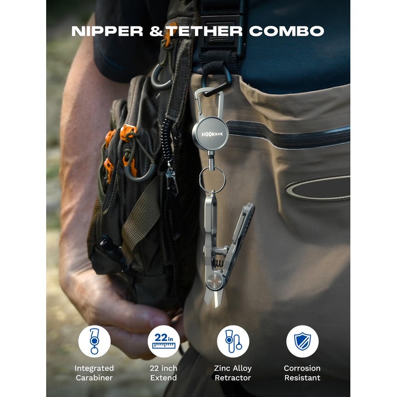 HOOK-EZE Fishing Line Cutter, Fly Fishing Nippers with Retractors and