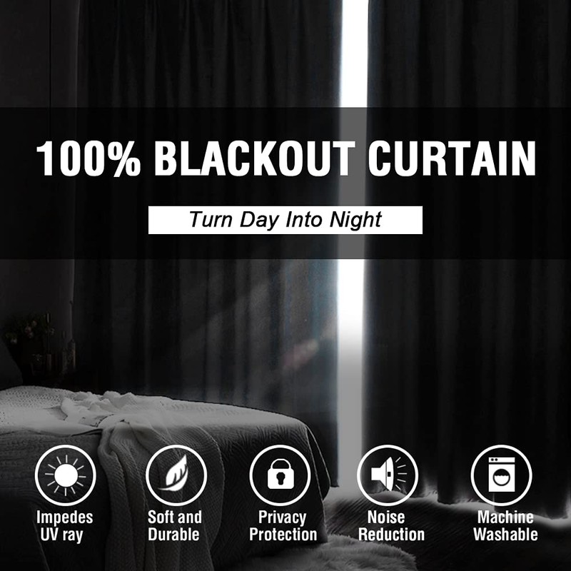 H.VERSAILTEX 100% Blackout Patio Curtains Thermal Insulated Curtains for Sliding