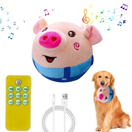 LAIAMER Interactive Plush Dog Toys, Interactive Puppy Toy Bouncing Rolling Dog Ball Remote Control Dog Toy with Music, Self Moving Pet Toy for Small/Medium/Large Bored Dog to Keep Them Busy(Blue Pig)