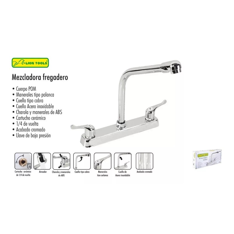 Lion Tools Pack 2 Pzas Grifo Mezclador Doble Comando Lion