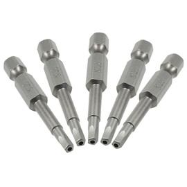 LDEXIN 10Pcs Magnetic Pentagon Head Screwdriver Bits 1/4" Hex Shank Security Tamper Proof 5 Point Driver Bits S2 Steel 5-Sided Star Bits Set, 2 Inch (50mm), G3.15