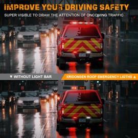 XRIDONSEN 37 inch 104 LED Roof Top Emergency Lights Red White Emergency Firefighter Strong Magnetic Strobe Light Bar Warning Hazard Flashing Safety First Responder for Vehicles POV Fire Trucks Pickup