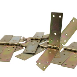 DOJA Barcelona | Box Hinge for Drawers | 8 Hinges Foldable, 100 x 35 x 1.5 mm, Yellow Galvanised, Screw-On Straps for Wooden Doors, Interiors, Wooden Boxes, Small Cabinets