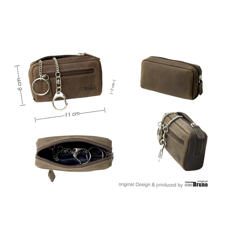 343 Key Pouch, Vintage Natural Dark Brown