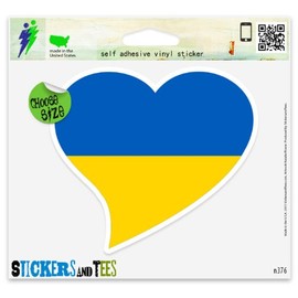 Ukraine Flag Heart Vinyl Car Bumper Window Sticker 3" x 2"