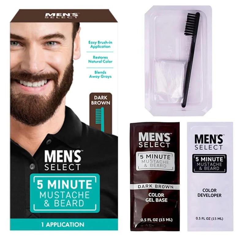 Men's Select 5 Minute Mustache & Beard Dark Brown Brush-In