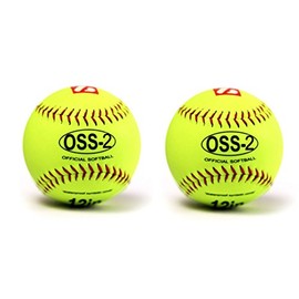 BARNETT OSS-2 practice softball ball, soft touch, size 12", yellow, 2 pieces