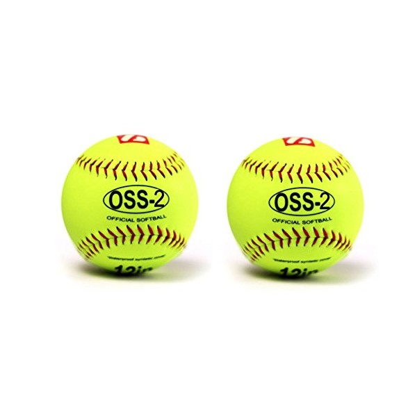 BARNETT OSS-2 practice softball ball, soft touch, size 12", yellow, 2 pieces