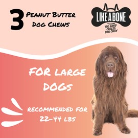 Likeabone Dog Treats - Long Lasting, High Protein, Lactose Free - 100% Natural Cheese Chews - Salmon, Chicken and Peanut Butter Flavors - 3 Count
