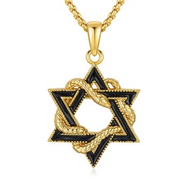 Adnix Star of David Necklace for Men 925 Sterling Silver Star of David Necklace Snake Gold Jewish Jewelry for Men Women