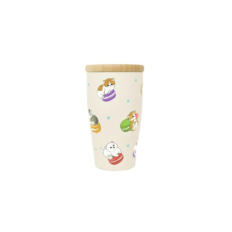 mofusand 53-2098 Vacuum Double Layer Tumbler with Wooden Lid, 11.8