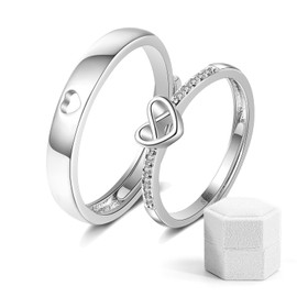 Biglumin Rings - Couple Rings 925 Silver Rings Love Rings Adjustable Rings Engagement Rings Promise Rings Gift Jewellery Women's Ring Love Ring, Ring
