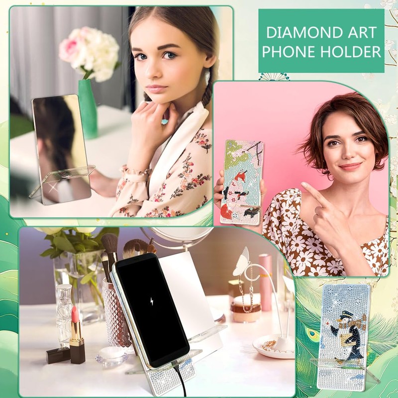 NIHO-JIUMA Diamond Art Phone Stand Kits, 2pcs Diamond Painting Phone