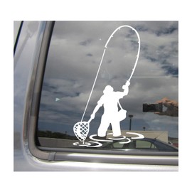 Right Now Decals Fly Fishing Fisherman Trout Fish - Cars Trucks Moped Helmet Hard Hat Auto Automotive Craft Laptop Vinyl Decal Store Window Wall Sticker 04049