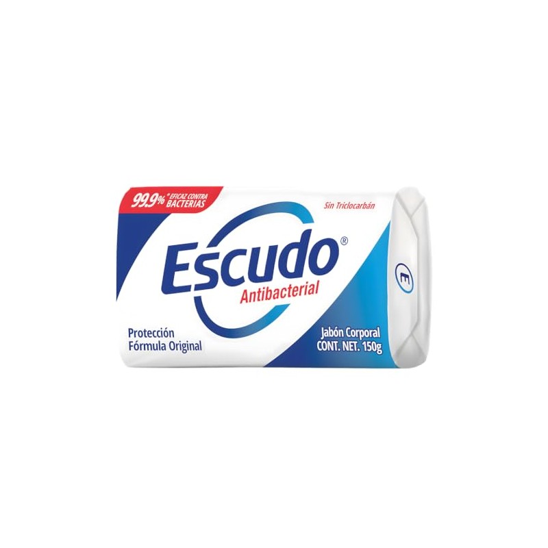 Escudo Antibacterial Jabón Fórmula Original Azul, sin Triclocarbán. Barra de