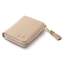 Claasico RFID Small Zipper Wallet for Women, Ladies Genuine Leather Bifold with Coin Zipper Pocket w/Anti-Theft Travel Protection