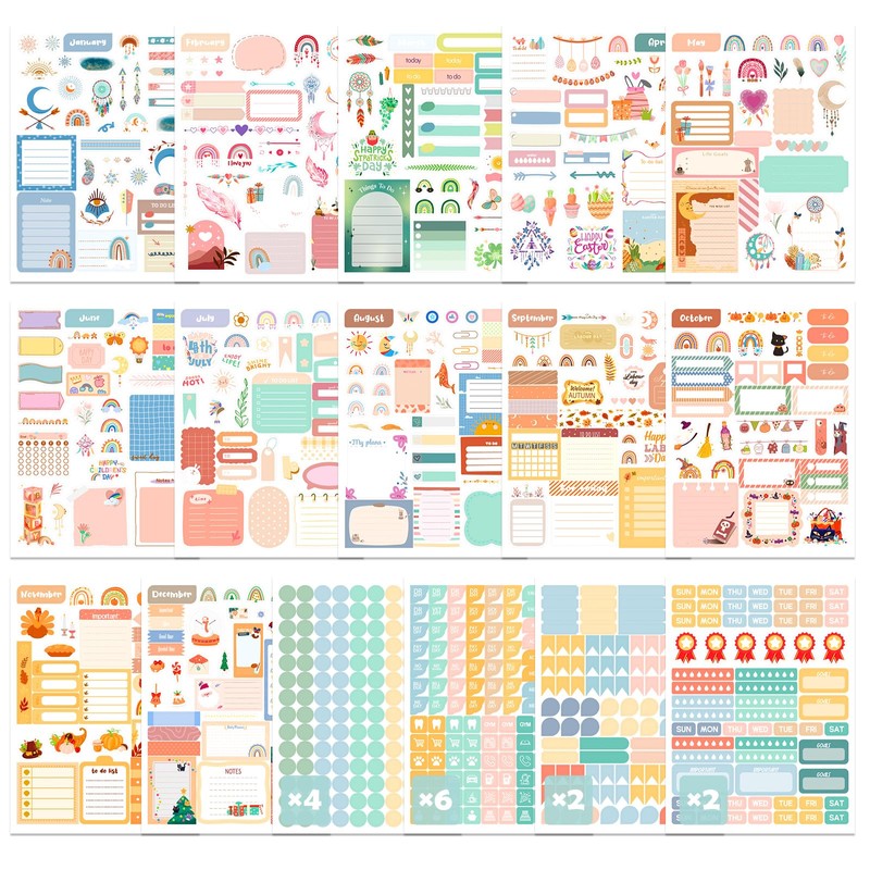 Joyberg 1700+ Planner Stickers - 24 Calendar Stickers Per Pack