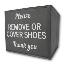RE GOODS Shoe Covers Box | Disposable Shoe Bootie Holder For Realtor Listings and Open Houses | Please Cover or Remove Shoes Bin | Shoe Bootie Box (5)
