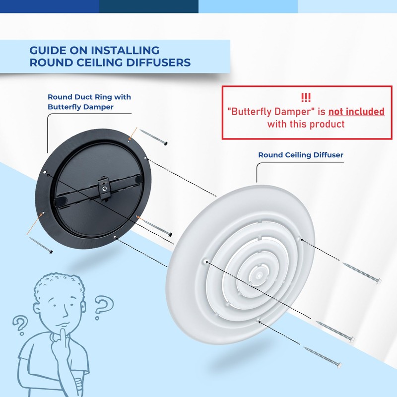 Fits 8 Inch Neck Air Duct | Steel Round Air