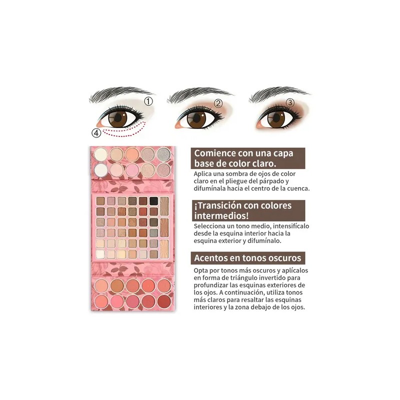 Paleta De Maquillaje De 68 Pcs Con Labial De Larga