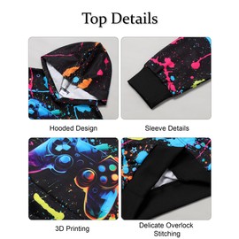 Latnnut Boy Clothes Fall Winter Outfits Long-sleeved Game Consoles Print Hooded Sweatshirt Pants 2Pcs Set 7-8 Years