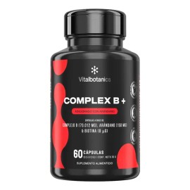 Complejo B Vitaminas B1 B2 B3 B5 B12 60 Caps Vitalbotanics                                                                                            