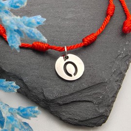 cotigo Bracelet 7 Red Knot with Initial Letters A Z Stainless Steel Lucky Charm and Protection Bracelet for Couples and Friendship Adjustable Jewellery, Stainless Steel