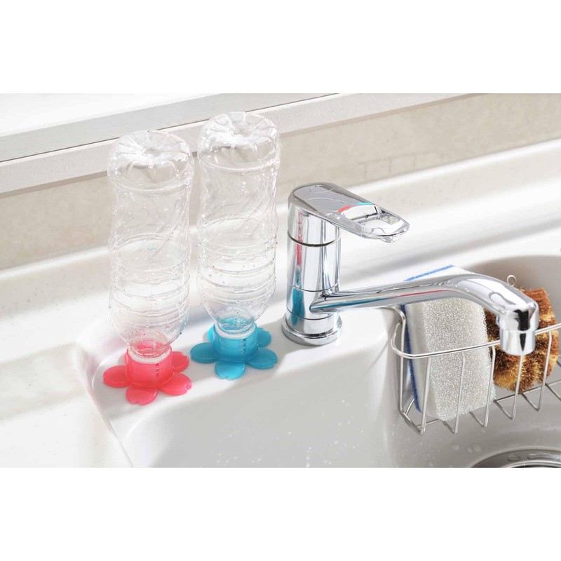 Yoshikawa 4003093 Plastic Bottle Opener & Drainer Stand (Pink/Blue)