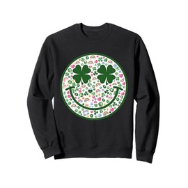 Smile Face Lucky Charm Saint Patrick's Day Shamrock Sweatshirt