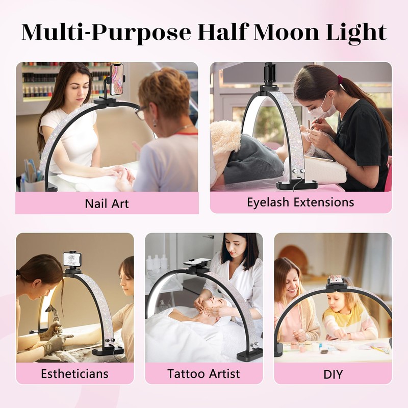 Half Moon Manicure Table Light: 31-inch Half Moon Light For